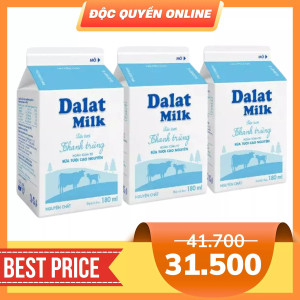 Combo sữa tươi thanh trùng Đà Lạt Milk hộp 180ml (3 Hộp)