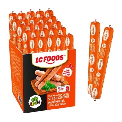 Hộp 25 cây xúc xích tiệt trùng LC Foods vị lạp xưởng nướng đá kiểu Đài Loan 65g