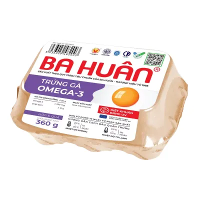 Trứng gà omega-3 Ba Huân hộp 6 quả