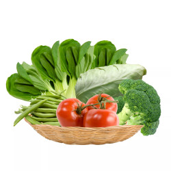 Combo rau củ 5 loại: bông cải xanh, cải thìa, cà chua, đậu cove, bắp cải trái tim