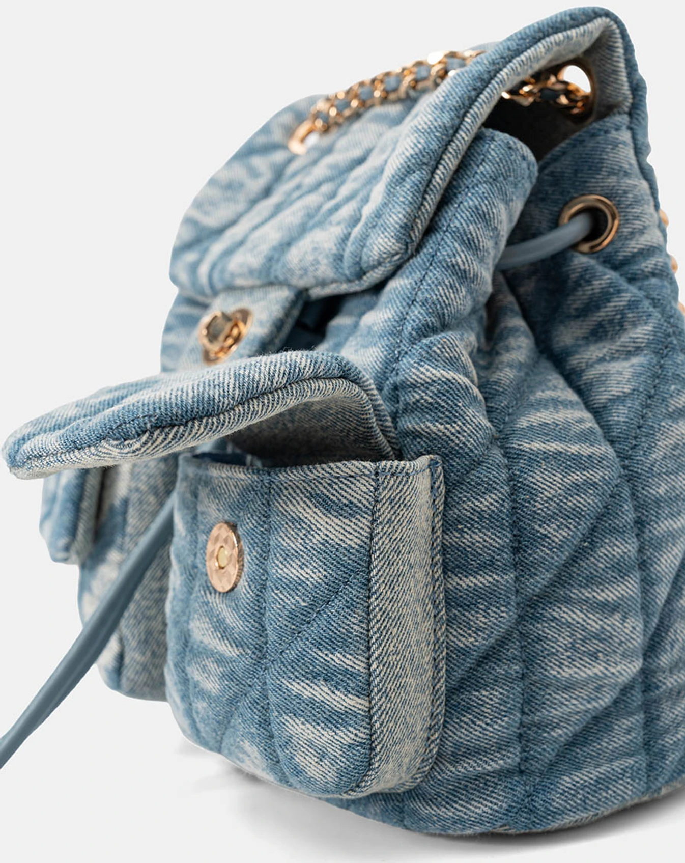 Balo Denim Nắp Gập Chần Bông - Image 5