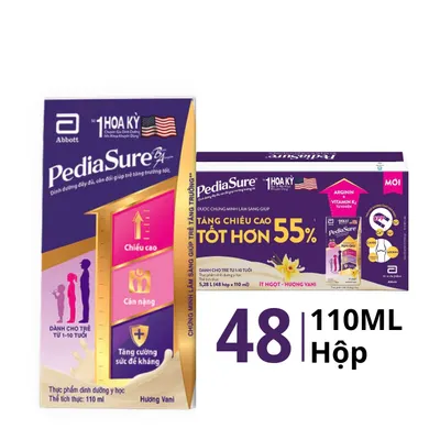 Thùng 48 hộp sữa dinh dưỡng pha sẵn Pediasure hương vani 110ml