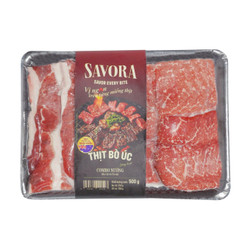 Combo bò Úc nướng (ba chỉ và cổ vai) Savora khay 500g (1 Khay)