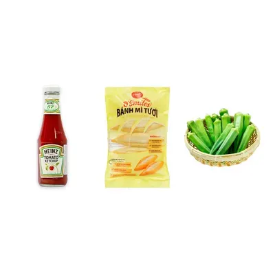 Combo Tương cà chua SS Heinz + Bánh mì tươi đông lạnh O'Smiles (5x70g) + Đậu bắp