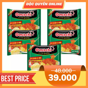 Combo 5 gói mì dinh dưỡng khoai tây trộn xốt spaghetti Omachi gói 90g (5 Gói)