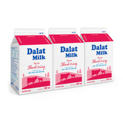 Combo sữa tươi thanh trùng hương dâu Đalat Milk hộp 180ml (3 Hộp)