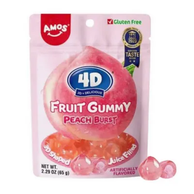 Kẹo dẻo 4D Fruit Gummy 4D Gummy vị đào gói 65g