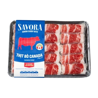 Ba chỉ bò Canada đông lạnh cắt cuộn Savora 500g