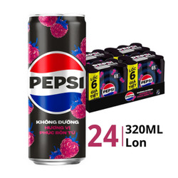 Thùng nước ngọt Zero Calo vị phúc bồn tử Pepsi lon 320ml (24 Lon)