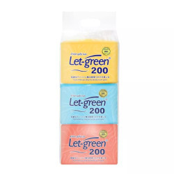 Lốc khăn giấy lụa Let-green gói 200 tờ (3 Gói)