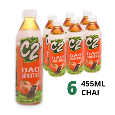 Lốc 6 chai hồng trà C2 hương đào 455ml