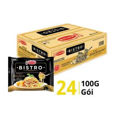 Thùng 24 gói mì Acecook Spaghetti Bistro vị xốt kem phô mai Ý 100g