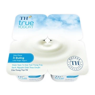 Lốc 4 hộp sữa chua TH True Milk ít đường 100g