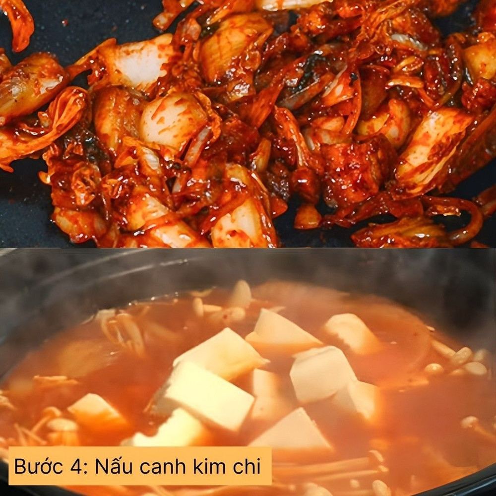 nấu canh kim chi