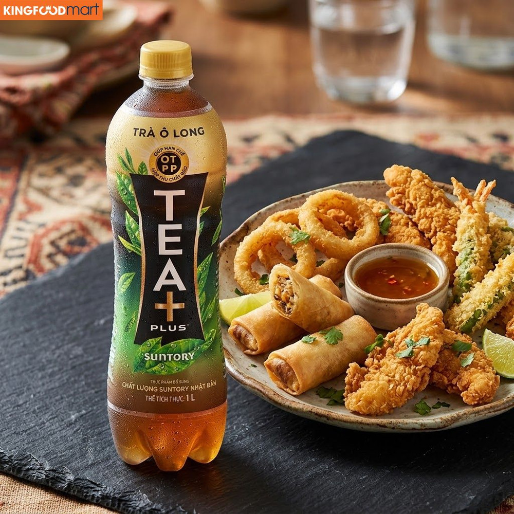 Trà Ô Long Tea Plus thay thế nước có gas nhờ hoạt chất OTPP hạn chế hấp thu chất béo.