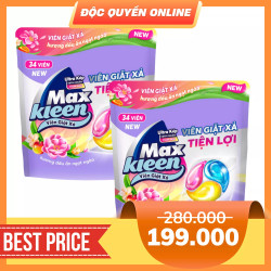 Combo 2 viên giặt xả dấu ấn ngọt ngào MAX KLEEN túi 510g x 2 (15G x 34 Viên x 2)