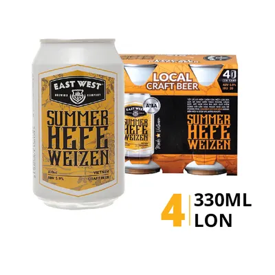 Lốc 4 lon bia craft East West Summer Hefeweizen 5.9% 330ml