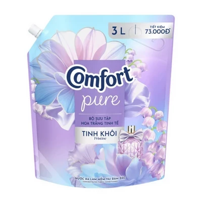 Nước xả vải Comfort hương hoa trắng tinh khôi túi 3L