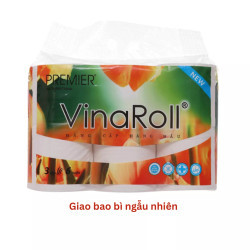 Giấy vệ sinh VinaRoll 3 lớp không lõi Premier lốc 6 cuộn