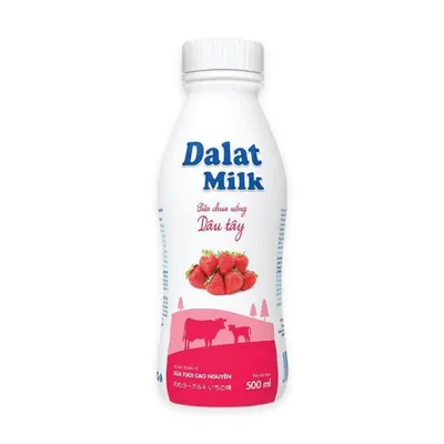 Sữa chua uống dâu tây Đà Lạt Milk hộp 500ml