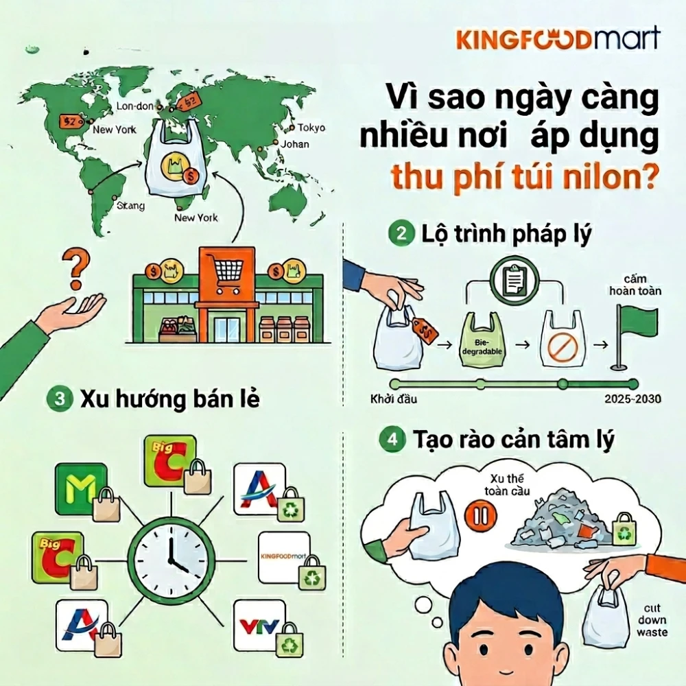 Vì sao ngày càng nhiều nơi áp dụng chính sách thu phí túi nilon?