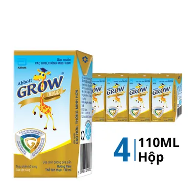 Lốc 4 hộp sữa dinh dưỡng pha sẵn Abbott Grow Gold hương vani 110ml