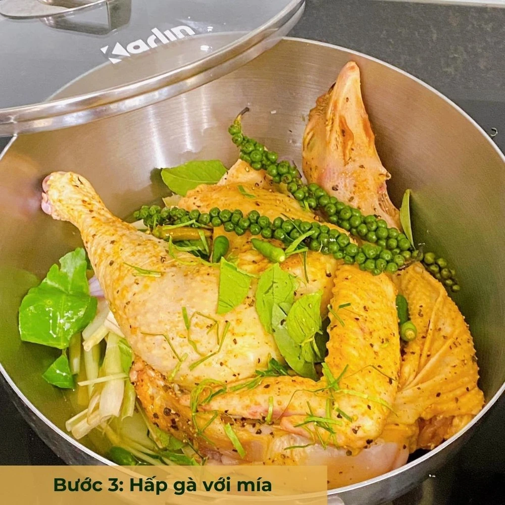 bước 3 hấp gà