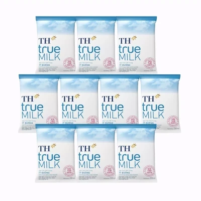 Combo 10 gói sữa tươi tiệt trùng TH True Milk ít đường 220ml