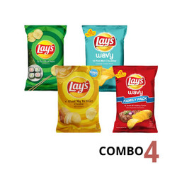 Combo Lay's - 4 gói bánh snack khoai tây nhiều vị 54g