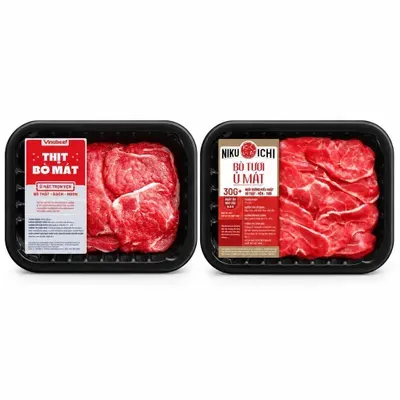 Combo Thịt bò Kiriotoshi Vinabeef khay 200g + Bắp bò thái lát Niku-Ichi khay 200g