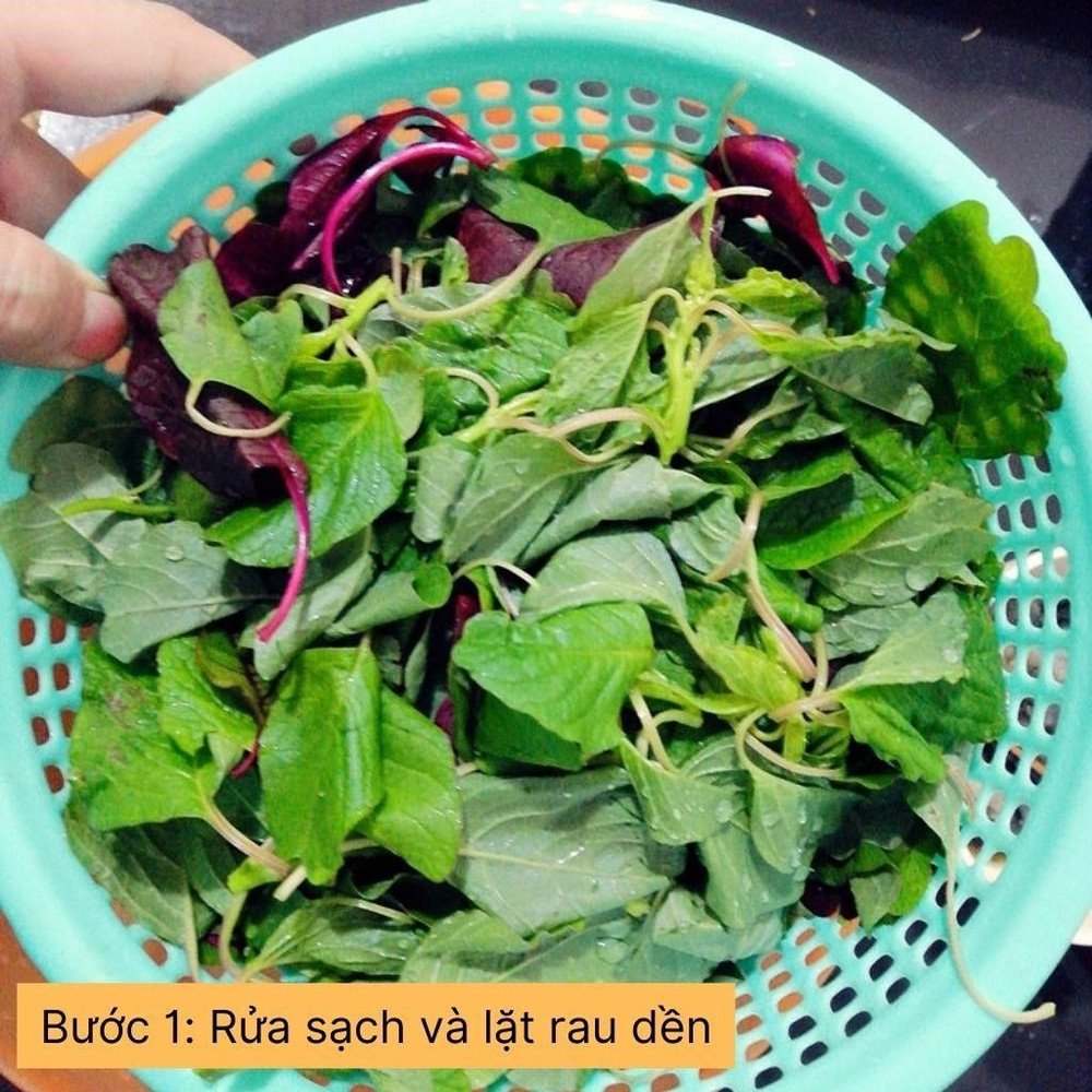 rửa sạch và lặt rau dền