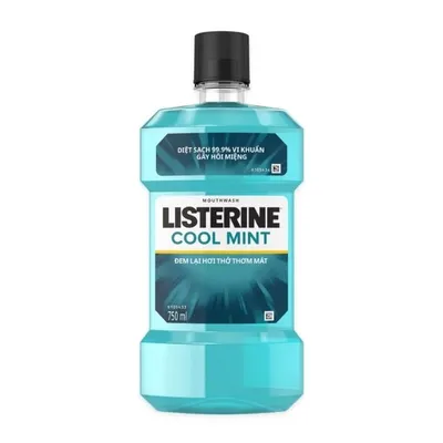 Nước súc miệng bạc hà không vị cay Listerine chai 750ml