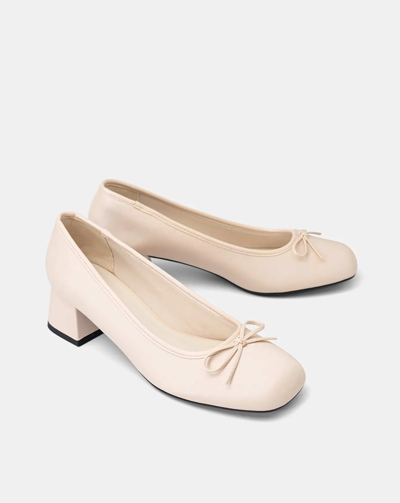 Giày Cao Gót Pumps Gót Vuông Phối Nơ - Image 6