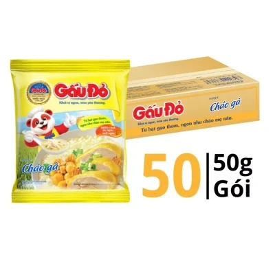 Thùng 50 gói cháo Gấu Đỏ vị thịt gà 50g