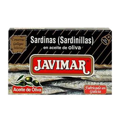 Cá mòi mini ngâm dầu olive 7/10 con Javimar hộp 90g