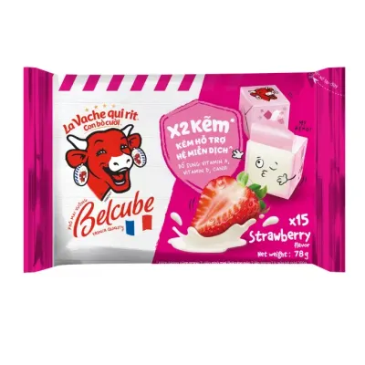 Phô mai vuông vị dâu Belcube gói 15 viên 78g