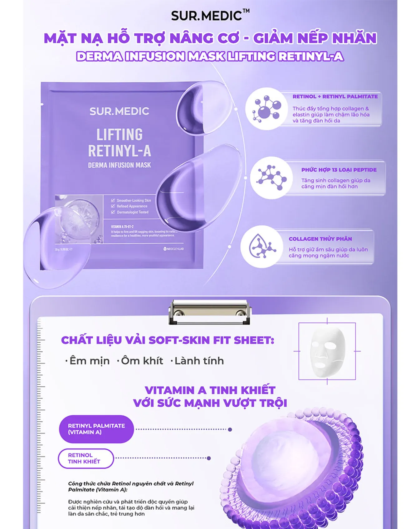 Mặt Nạ Sur.Medic Lifting Retinyl-A Derma Infusion Mask 28g - Image 2