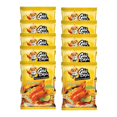 Combo 10 gói mì sợi dẹt cốt tôm chua cay đậm đà Gấu Cay 82g