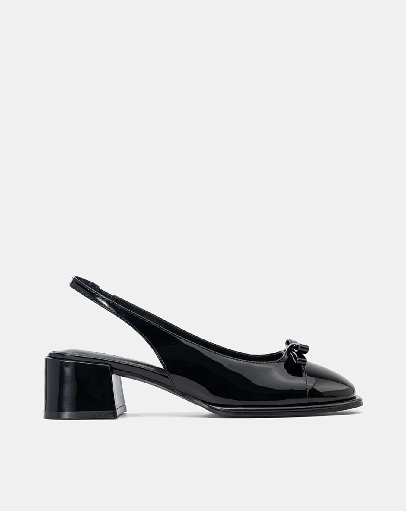 Giày Cao Gót Slingback Mũi Tròn Phối Nơ Pu - Image 1