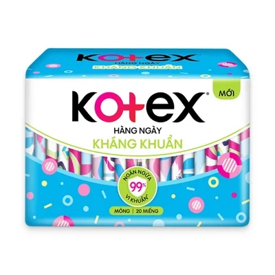 Băng vệ sinh hàng ngày kháng khuẩn Kotex gói 20 miếng