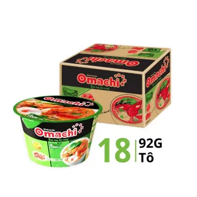 Thùng 18 tô mì dinh dưỡng khoai tây Omachi vị lẩu tôm càng 92g