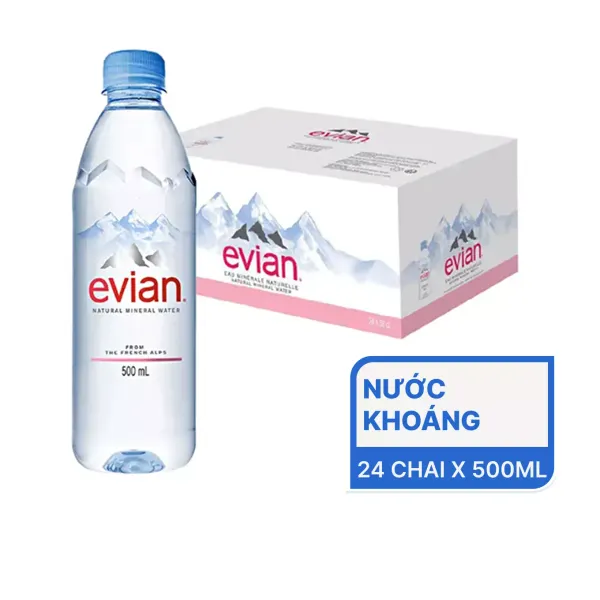Thùng 24 chai nước khoáng Evian 500ml