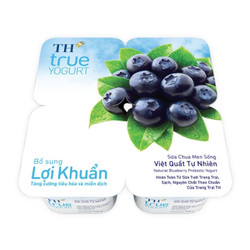Lốc sữa chua men sống việt quất tự nhiên TH True Milk hộp 100g (4 Hộp)