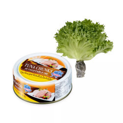 Combo cá ngừ xắt khúc ngâm dầu thực vật Seacrown 140g và xà lách thuỷ tinh thuỷ canh 200g