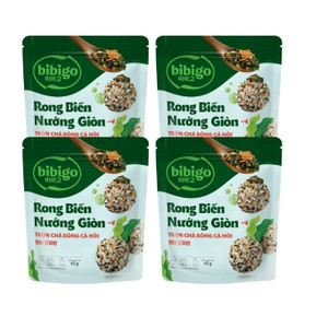 Combo 4 rong biển nướng giòn trộn cá hồi Bibigo gói 45g x 4