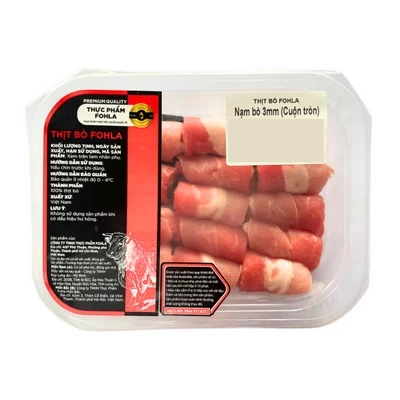 Nạm bò 3mm (cuộn tròn) Fohla khay 200g