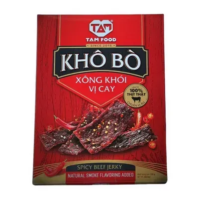 Khô bò xông khói vị cay Tam Food hộp giấy 250g