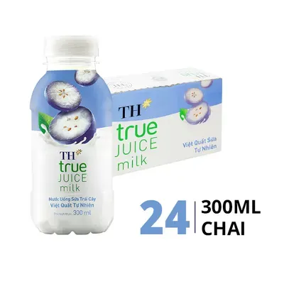 Thùng 24 chai nước uống sữa trái cây TH True Juice Milk hương việt quất 300ml