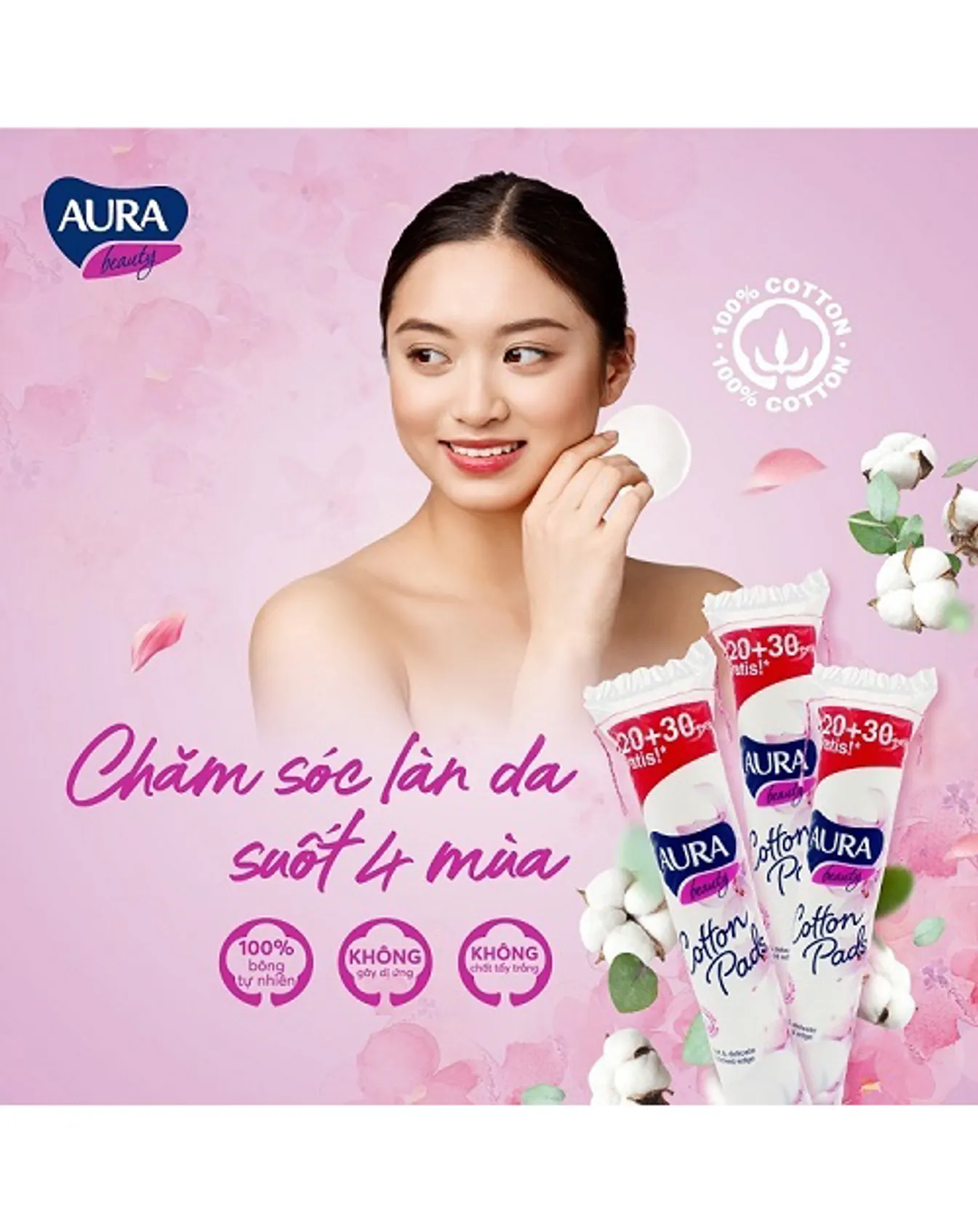 Bông Tẩy Trang Aura Beauty 150 Miếng - Image 3
