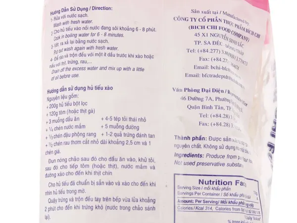 Hủ tiếu bột lọc Bích Chi gói 200g